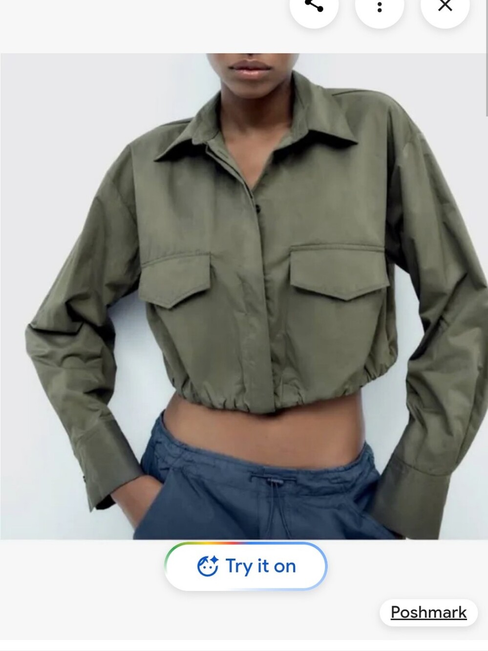 Zara Olive Utility Jacket with Flap Pockets